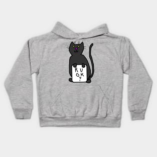 Black Cat Wants to Know Animals R U OK Kids Hoodie